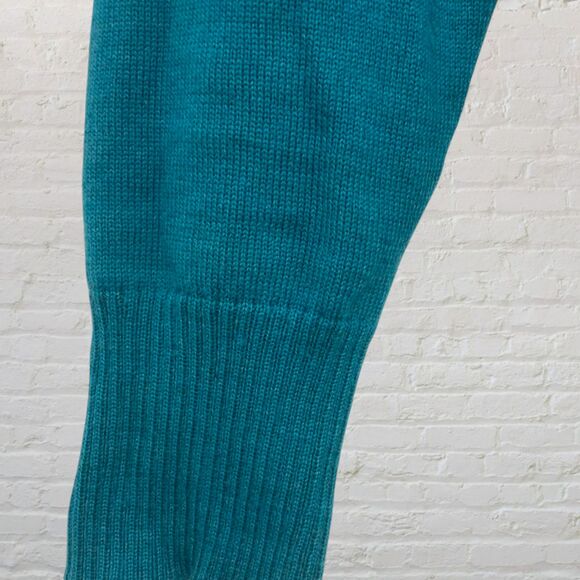 Talbots Sweater Size XS Argyle Merino Wool Teal Tie Neck Italian Preppy - Picture 12 of 16